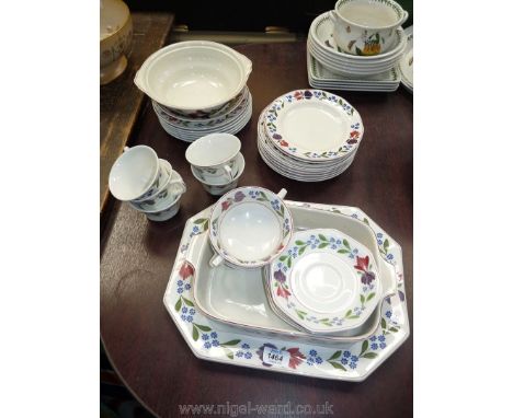 A quantity of Adams dinner and tea ware including meat plate, vegetable dish (no lid), soup bowls and dishes, cups, saucers, 