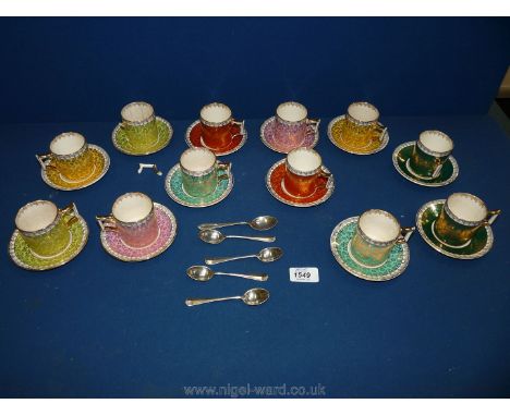 Twelve 'Old Foley' ware by James Kent Ltd. coffee cans (one a/f) and saucers.