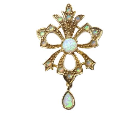 9ct gold opal set pendant, halllmarked  Condition Report & Further Details Approx 3.2gm, length = 3.5cmClick here for further