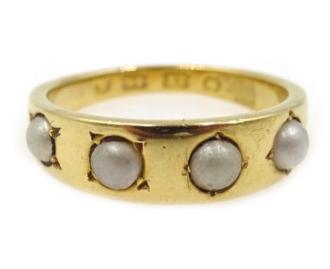 Victorian 18ct gold, four split pearl gypsy ring, Birmingham 1867 Condition Report & Further Details Approx 4.5gm, size MClic