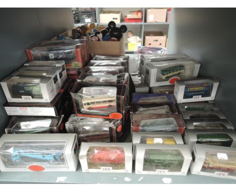 A shelf of modern EFE 00 scale diecast Buses and Wagons, approx 47