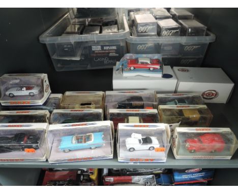 A shelf of Matchbox Dinky diecasts, including Delahaye 145, 1957 Chevrolet Convertable etc, 16 in total, all boxed or part bo