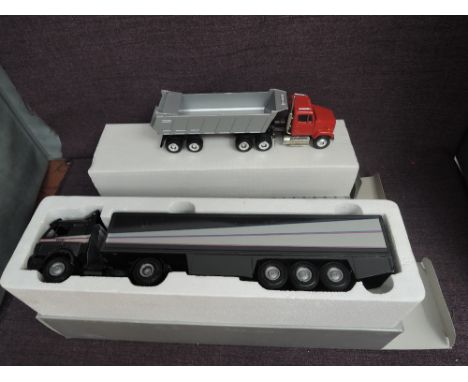 A NZG 1:50 scale diecast Articulated Wagon, 1748s Sattelzug Maschine and a Conrad 1:50 scale diecast Meiller Tipping Truck, b