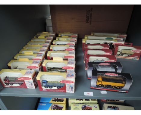 A shelf containing 25 Lledo &amp; Corgi Trackside diecasts, all in window display boxes