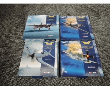 Four Corgi 1:72 scale diecast Aviation Archive Aeroplanes, AA32201 Limited Edition P51D Mustang Old Crow, AA32002 Limited Edi