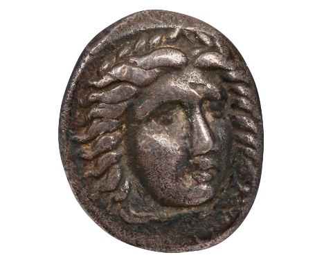 Satrapie Karien/Silber - Drachme 4.Jh.v.Chr., Satrap Hidrieus, 351-344 v. Chr., Av: Bekränzter Apollonkopf von vorn, Rv: Zeus