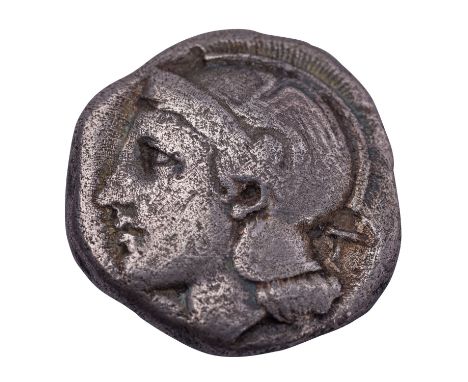 Lukanien/Hyele/Velia - Didrachme 5. - 3.Jh.v.Chr., Av: Kopf der Athena mit attischem Greifenhelm n.l., Rv: Löwe schlägt Hirsc