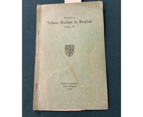 [Sassoon, Siegfried] Cohen, Joseph. The Three Roles of Siegfried Sassoon, offprint from Tulane Studies in English, Volume VII