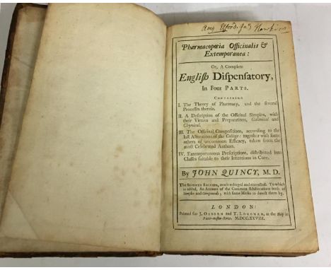 Salmon, William, translator. Pharmacopoeia Bateana: or Bate's Dispensatory, first edition, engraved plate of Zwelfer's Method