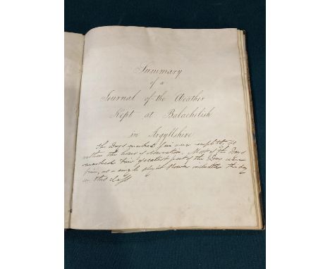 Meteorology. Summary of a Journal of the Weather kept at Balachelish in Argyllshire... [1808, 1814-21, 1823-1824 and 1837], a