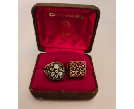 A fancy ring and an open work patterned ring, ring sizes K, L