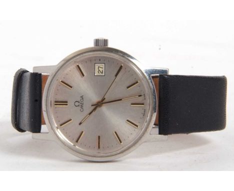 A vintage gent's Omega wristwatch, the watch has a manually crown wound movement, Omega stamped crystal and crown, it has a s