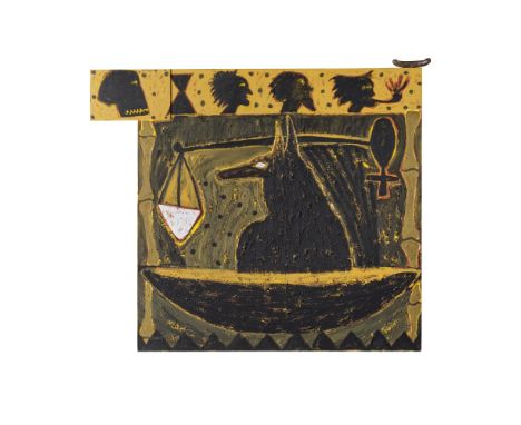 Ouattara Watts (Côte d'Ivoire, né en 1957)Pythagor and Thot signé, daté et situé au revers; étiquette de la Vrej Baghoomian G