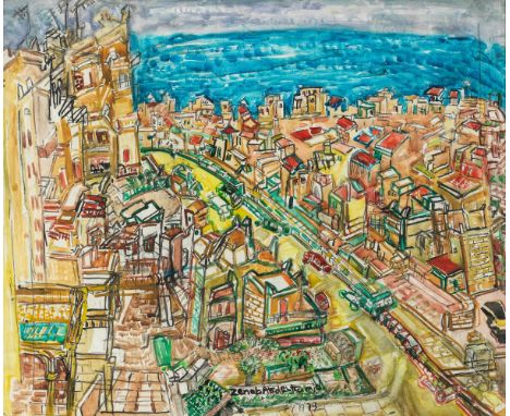 Zeinab Abd El Hamid (Égypte, 1919-2002)Cityscape signé 'Zenab Abd El Hamid' et daté '1998' en bas à droitetechnique mixte sur