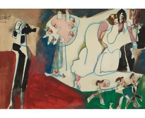 George Bahgory (Égypte, né en 1932)Sans titre signé 'Bahgory', signé en arabe et daté '2002' en haut à gauchetechnique mixte 