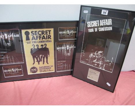 Two Secret Affair Framed Montages, that includes a concert ticket for 30/09/1980 at Newcastle City Hall.