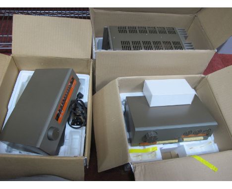 A Quad 303 Power Amplifier, Quad 33 control unit, Quad FM3 stereo tuner, all in original boxes, untested electrically, cannot