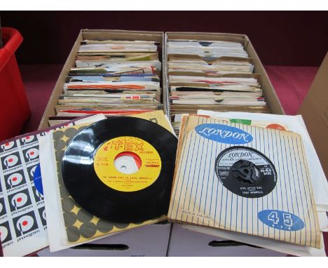 1960's Pop 7" Singles, two boxes of titles by The Kinks, Gerry and The Pacemakers, The Beatles, The Monkees, Fleetwood Mac, R