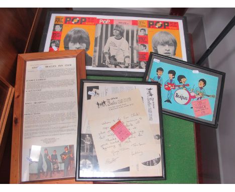 Beatles Ticket Stubs and Framed Fan Club Ephemera, the tickets are from /the Beatles and Roy Orbison show on 25/5/1963 at She