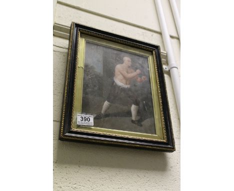 A Pugilism Hogarth framed oil painting portrait of a bare fist boxer