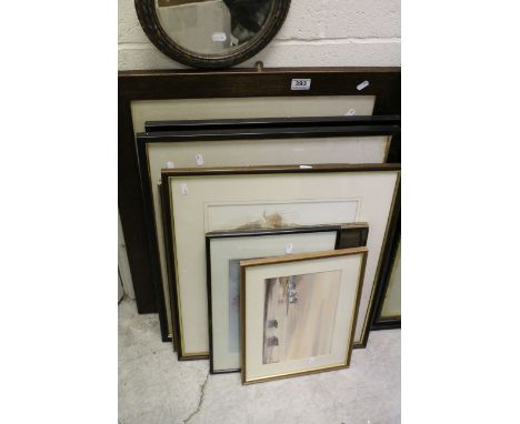 Four Framed and Glazed Shooting / Hunting Prints together with a Pastel Watercolour of Heavy Working Horses, another Watercol