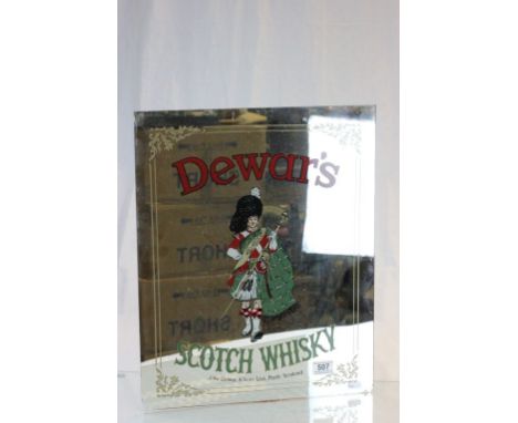 A vintage Dewars Scotch Whisky mirror.