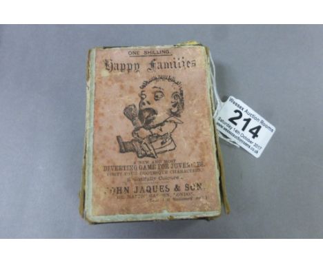 Victorian John Jaques & Son ' Happy Families ' Playing Cards in Original Box, with coloured illustrations by John Tenniel