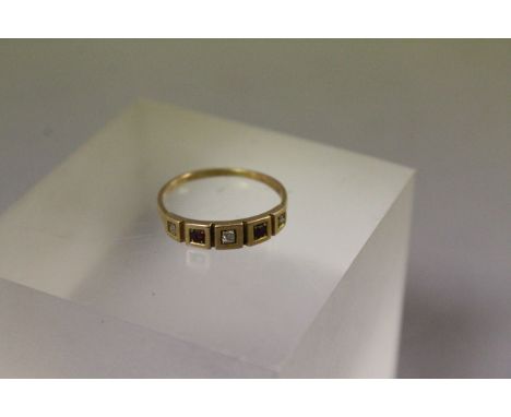 Victorian diamond and ruby ring dated 1885, tests as 15ct
