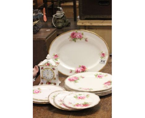 Royal Albert ' American Beauty ' 10 Plates plus Sandwich Plate together with Royal Albert  ' Old Country Roses ' Clock