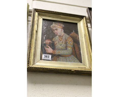 A gilt framed oil painting portrait of an Indian Raja