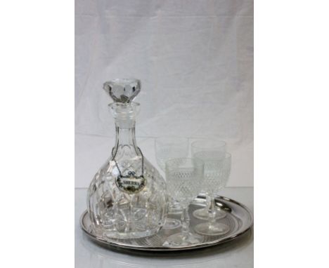 Sherry decanter/glasses with an engine turned Irish Silver plated tray