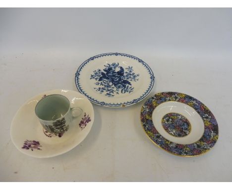 A 19th Century Worcester saucer of unusual design, printed and impressed marks to base, old paper label dating the saucer to 