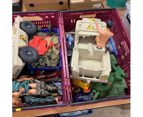 Two boxes of Action Man figures and accessories