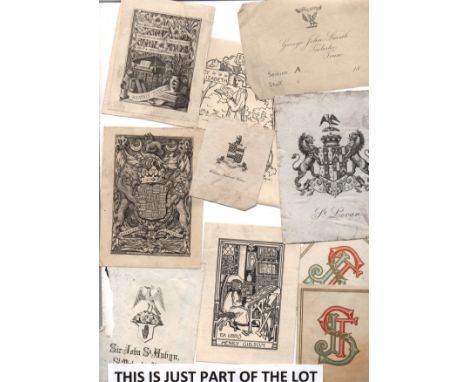  Book Plates, vintage quantity of over 80.  Some duplicates.   Mixed condition                                       