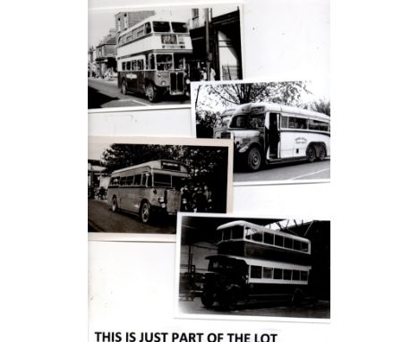   buses, 200 postcard size photos, single and double deckers, vintage period                                         