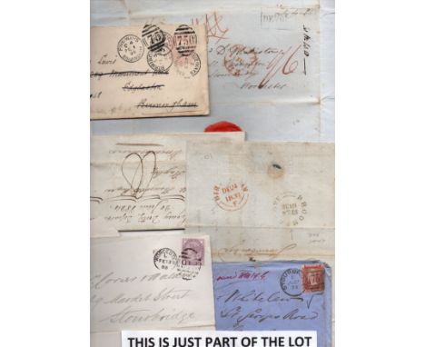  West Mids postal history, 15 QV entires and cvrs incl Stourbridge, Bromsgrove, Worcester, Brieley Hill etc.                 