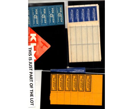 Good Airmail labels highly unusual accumulation of vintage air mail labels, pre WW2 Europe with complete panes, booklets, mul