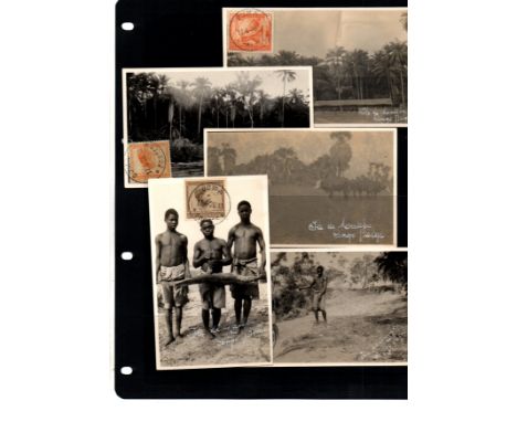 Belgian Congo 1926 group of 5 ethnographic post cards with stamps cancelled cto on front. Evocative group (5)