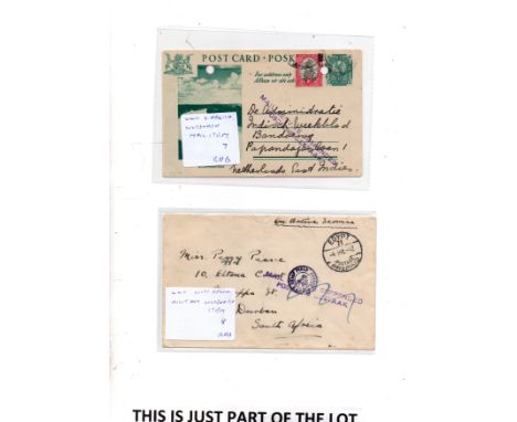  WW2 ‘Mail Service Suspended’ cachets on two South Africa pieces of mail, one a letter from OAS Egypt to SA  the other a post