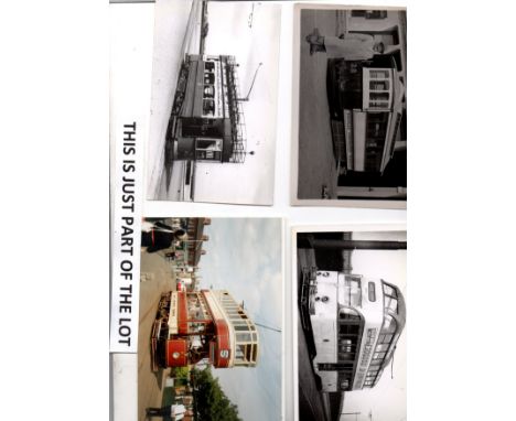 .  Tram photos, postcard size, x 110 in 2 modern albums.  Selection of vintage/restored trams in use from private photographs