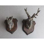 2-teiliges Konvolut von jagdlichen Wandappliken