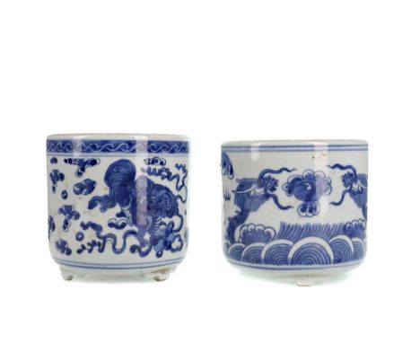 20TH CENTURY CHINESE BRUSH POT, of cylindrical form, painted with dragons chasing a flaming pearl, painted character marks to