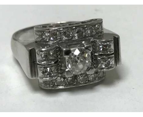 A white gold diamond ring, circa 1940's