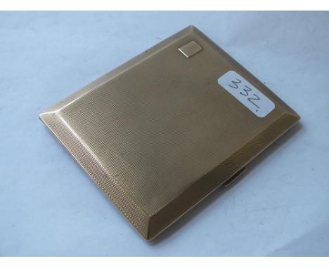 9ct cigarette case with engine turned decoration – 4” wide- 115gms 