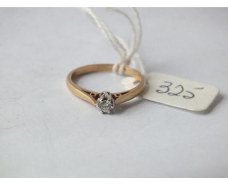 Solitaire diamond ring set in gold – size N    