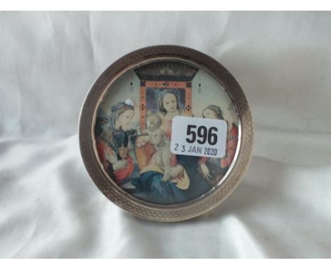 Circular photo frame with engine turned border – 4” high  B’ham 1917       30  