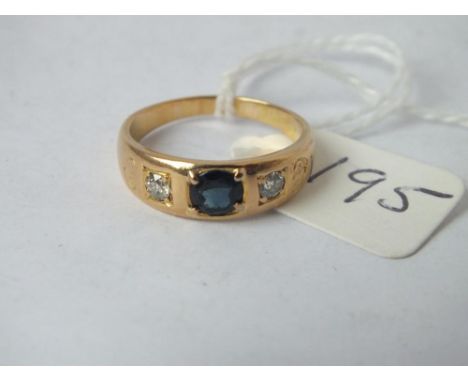 18ct gold sapphire &amp; diamond set gypsy ring approx size L 4.8g inc 