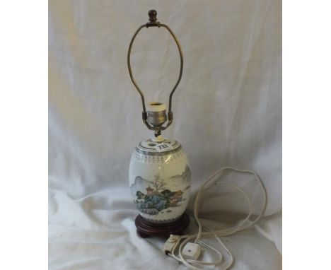 Chinese base/lamp with river landscape panel 