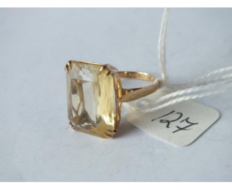 9ct mounted yellow stone dress ring approx size L 4.9g inc  