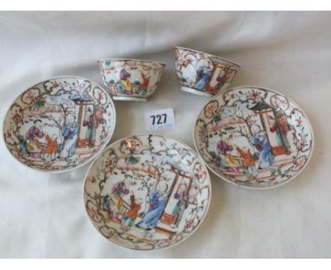 Three Chinese enamelled saucers, 2 tea bowls matching   